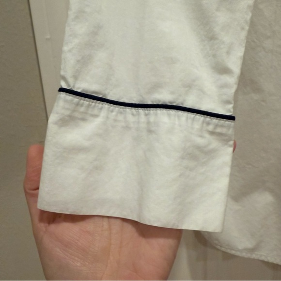 J Crew End-on-end Cotton Nightshirt Women’s Small Pajamas White Blue Loungewear - Picture 5 of 12